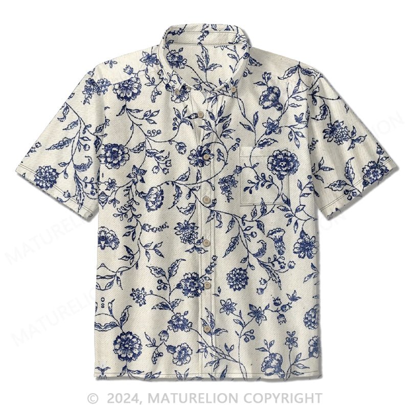 Maturelion Casual Button-Down Shirt for Men | Printed Design, Long Sleeve, 100% Cotton Shirt