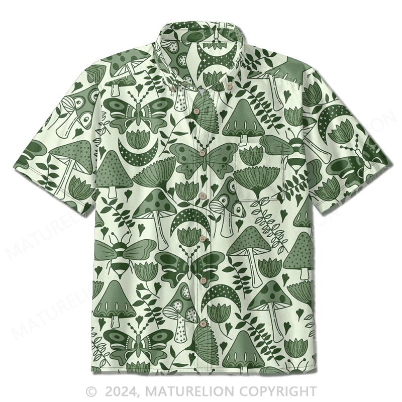 Maturelion Men's Forest Green Short Sleeve Dress Shirt