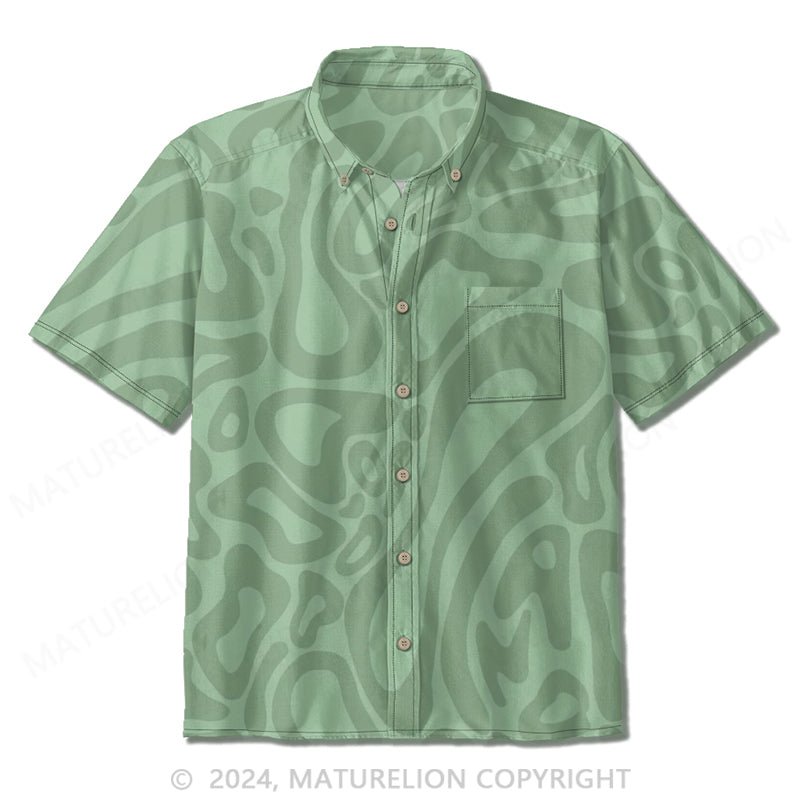 Maturelion Green Seersucker Short Sleeve Shirt