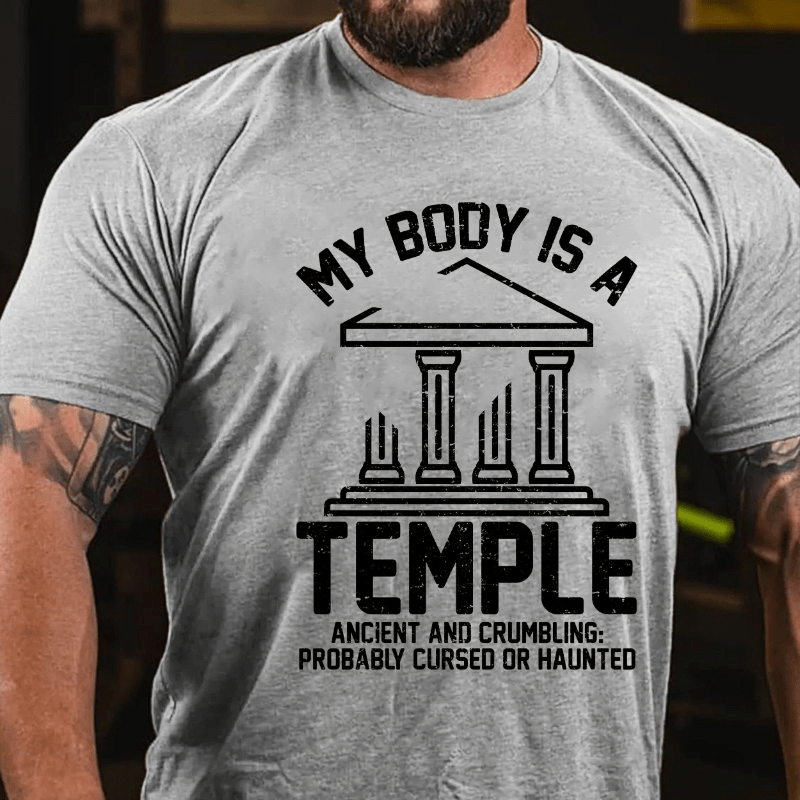 My Body is a Temple Ancient Crumbling Possibly Haunted Funny Cotton T-shirt