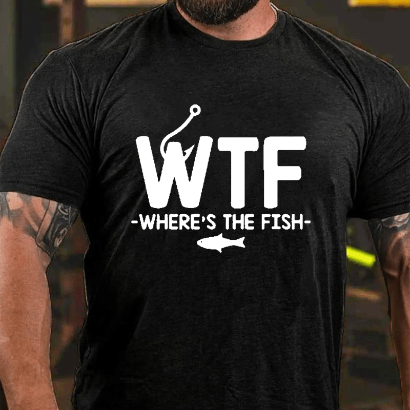 WTF - Where's The Fish Funny Print Cotton T-shirt