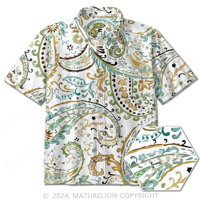 Maturelion Short sleeve loose printed shirt for men