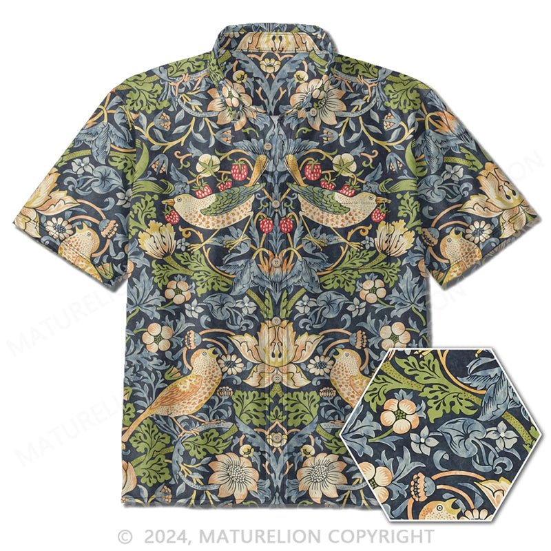 Maturelion Strawberry Thie Hawaiian Shirt Mens Button Down Plus Size Tropical Hawaii Beach Shirt