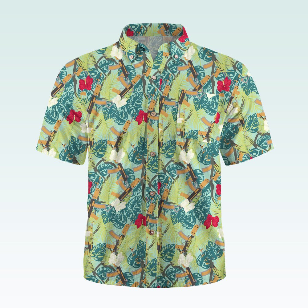 Maturelion Men's Hawaiian Shirt Jurassic Park Boys Woven Shirt with Short Sleeves