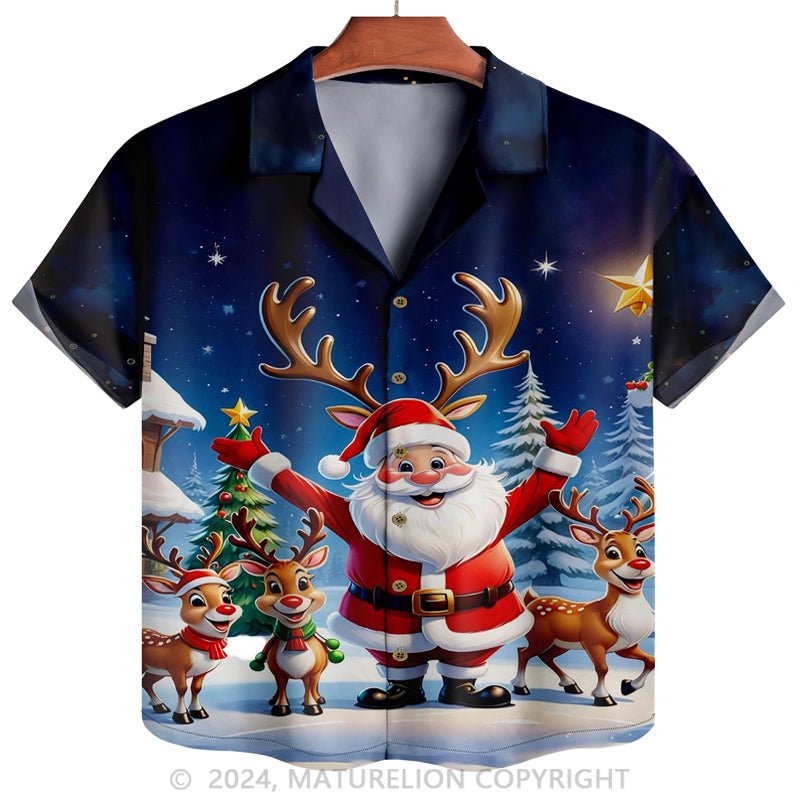 Maturelion Christmas Santa Aloha Shirt Hawaiian Shirt