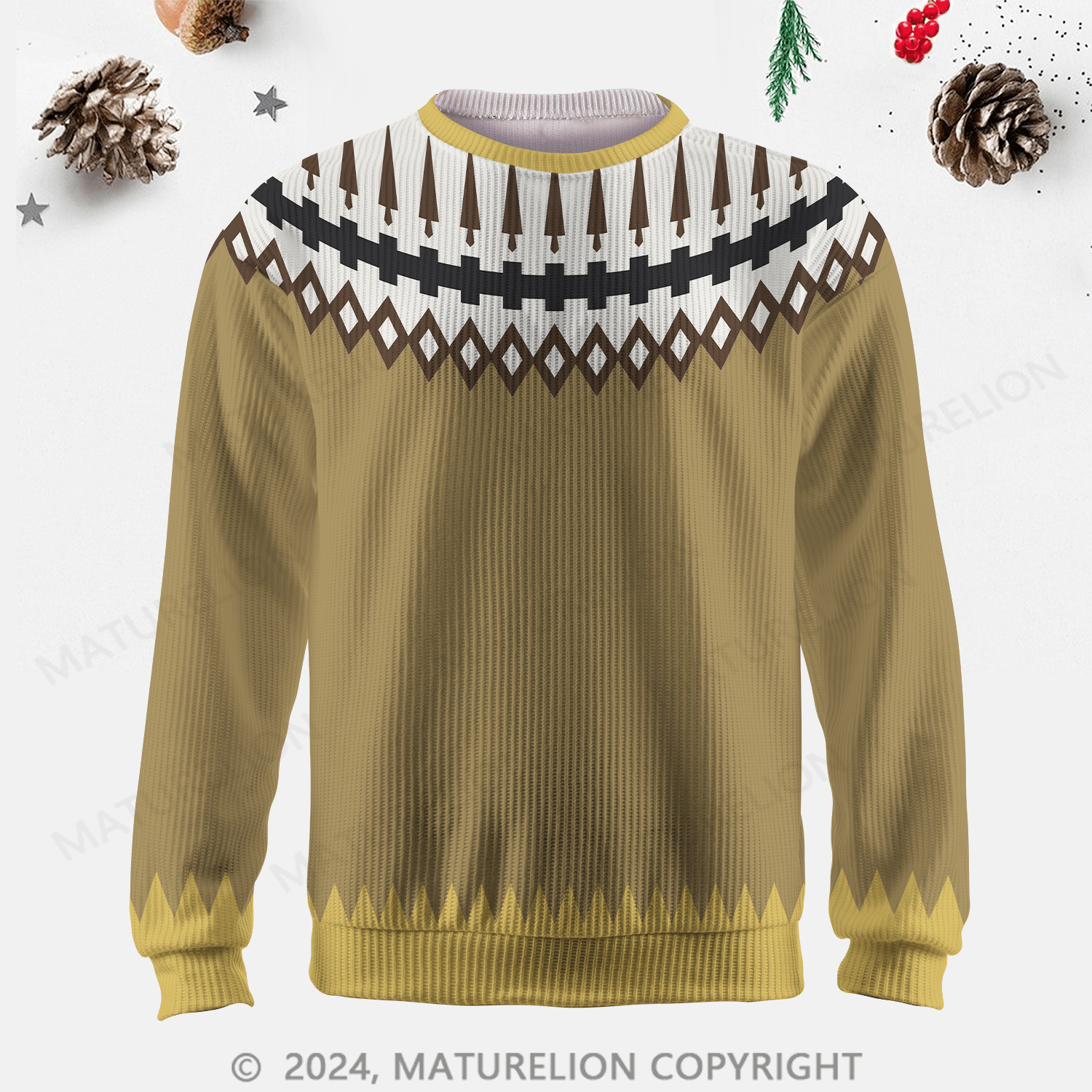 Maturelion Men's Sweater Classic Wool Knit Fair Isle Sweater