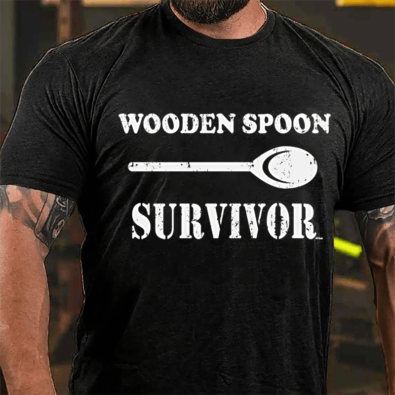 Wooden Spoon Survivor Funny Cotton T-shirt