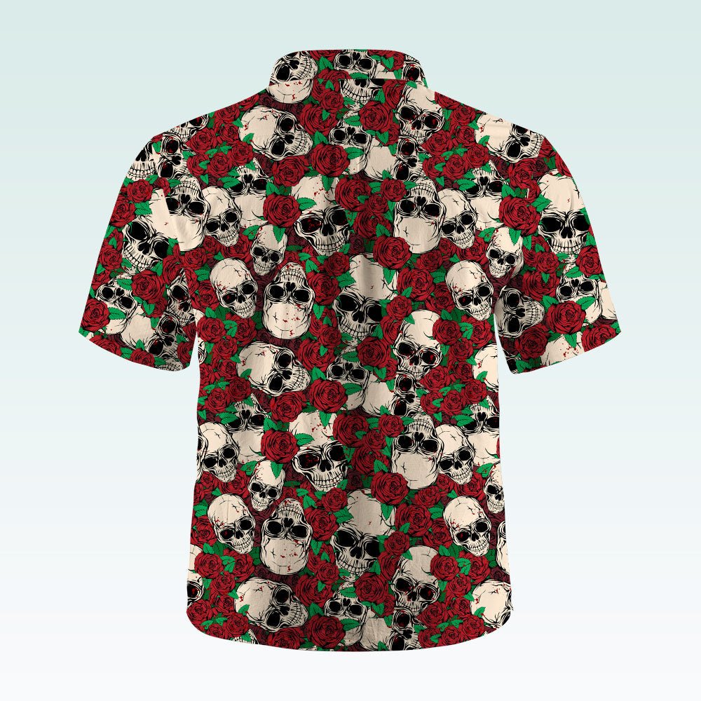 Maturelion Men's Hawaiian Shirt Mexican Sugar Skull Short-Sleeve Work Shirt Print Button Down Tops with Pockets for Men