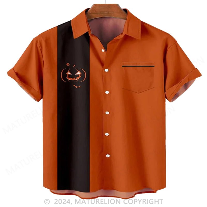 Maturelion Men'S Halloween Pumpkin Printed Shirt