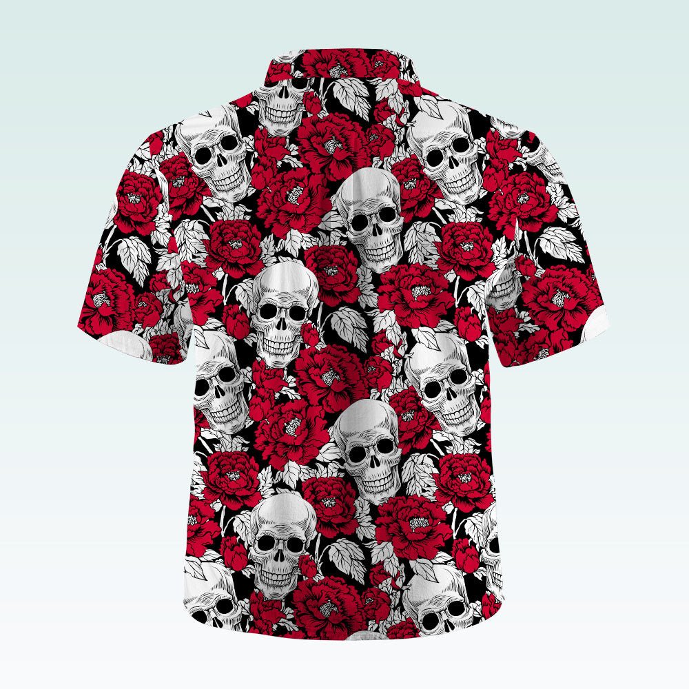 Maturelion Men's Hawaiian Shirt Mexican Sugar Skull Short-Sleeve Work Shirt Print Button Down Tops with Pockets for Men