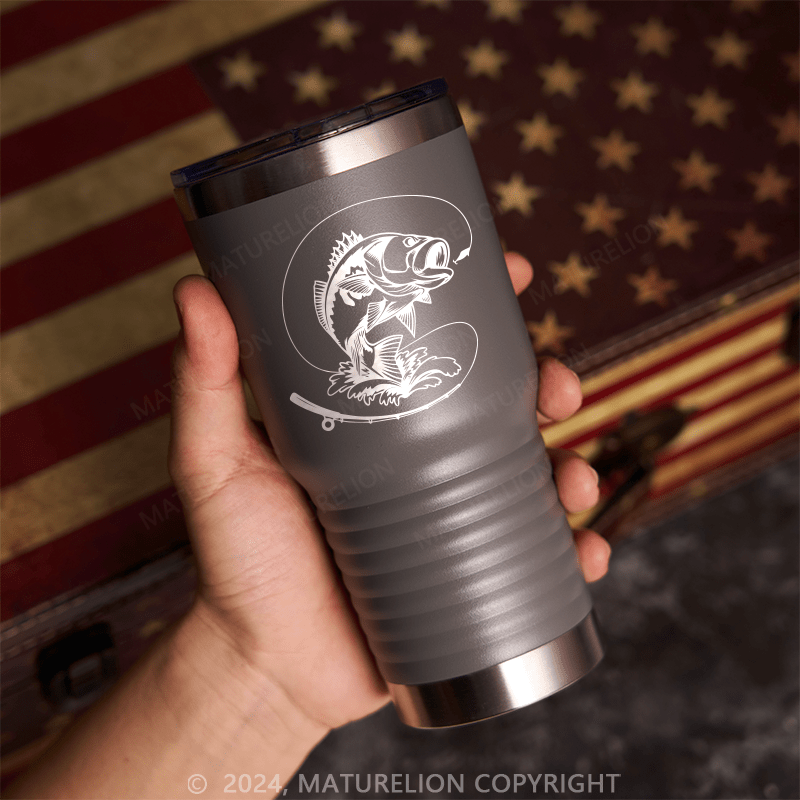 Maturelion Stainless Steel Vacuum Insulated Travel Mug Bass Fish