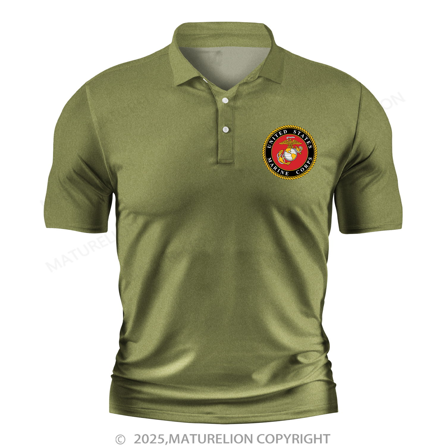 Maturelion Men's Polo Shirt U.S. Marine Corps  V-Neck Polo Shirt