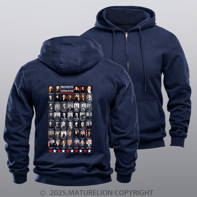 Maturelion  Men's Hoodie Presidents Hoodie  Zipper Hoodie