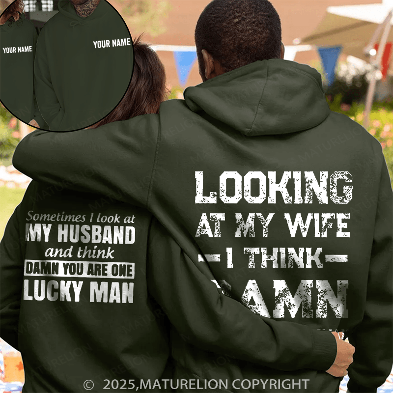 Maturelion Looking At My Wife &  Look At My Husband Couple Hoodie