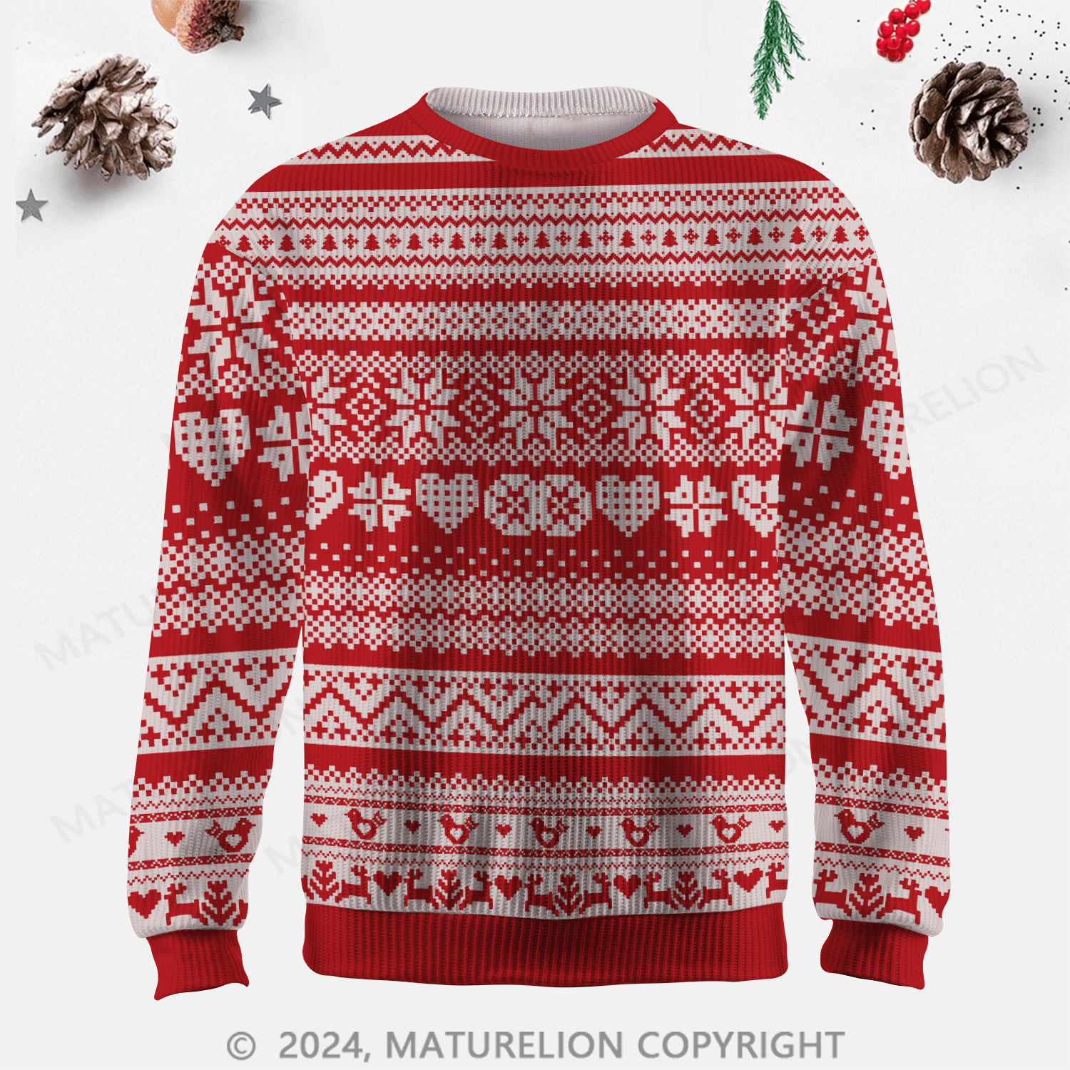 Maturelion Men's Sweater Elegant Winter Fair Isle Sweater