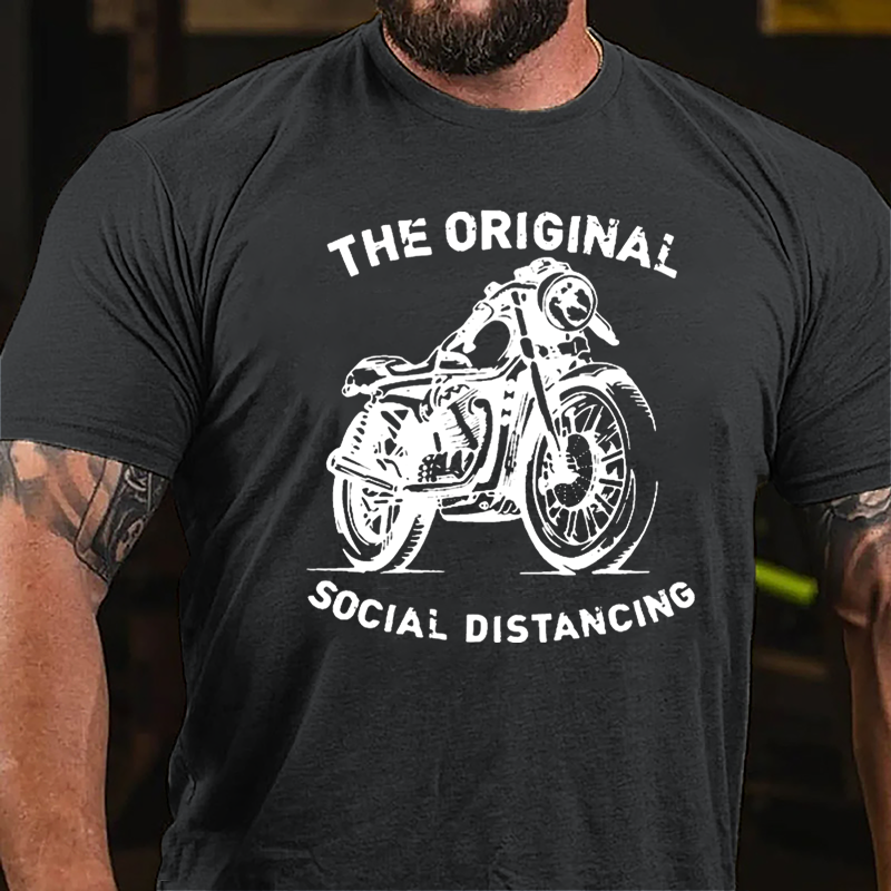 The Original Social Distancing Motorcycle Print Cotton T-shirt