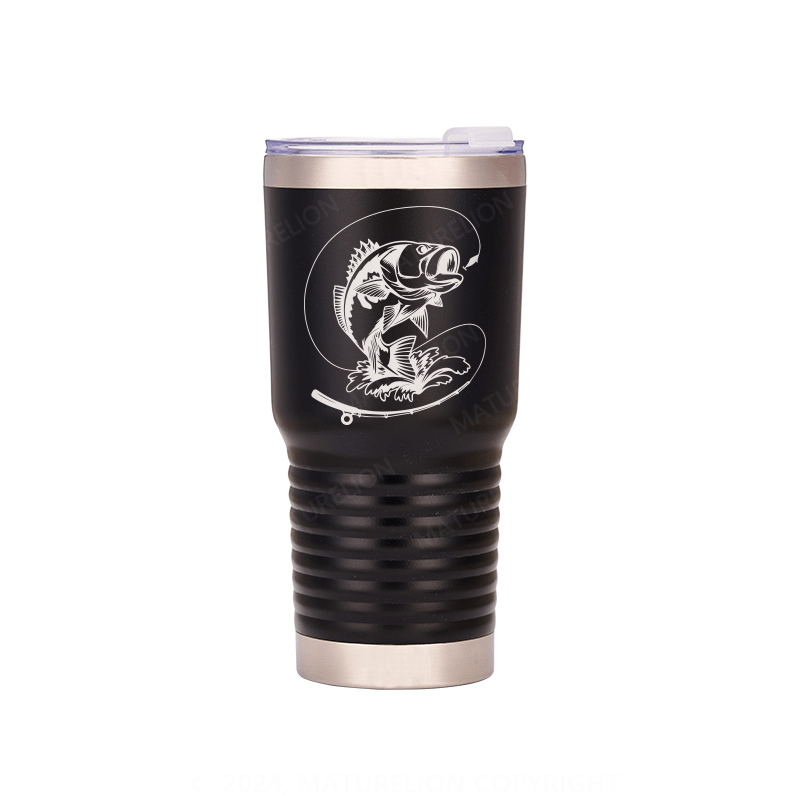 Maturelion Stainless Steel Vacuum Insulated Travel Mug Bass Fish