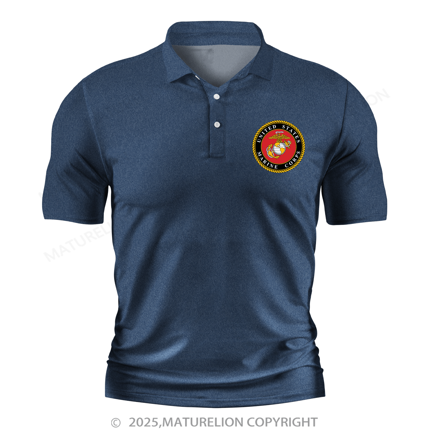 Maturelion Men's Polo Shirt U.S. Marine Corps  V-Neck Polo Shirt