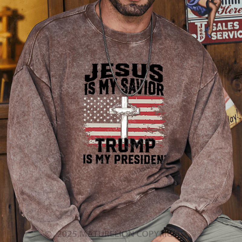 Maturelion Men's Sweatshirts President Trump Sweatshirts Washed Sweatshirts