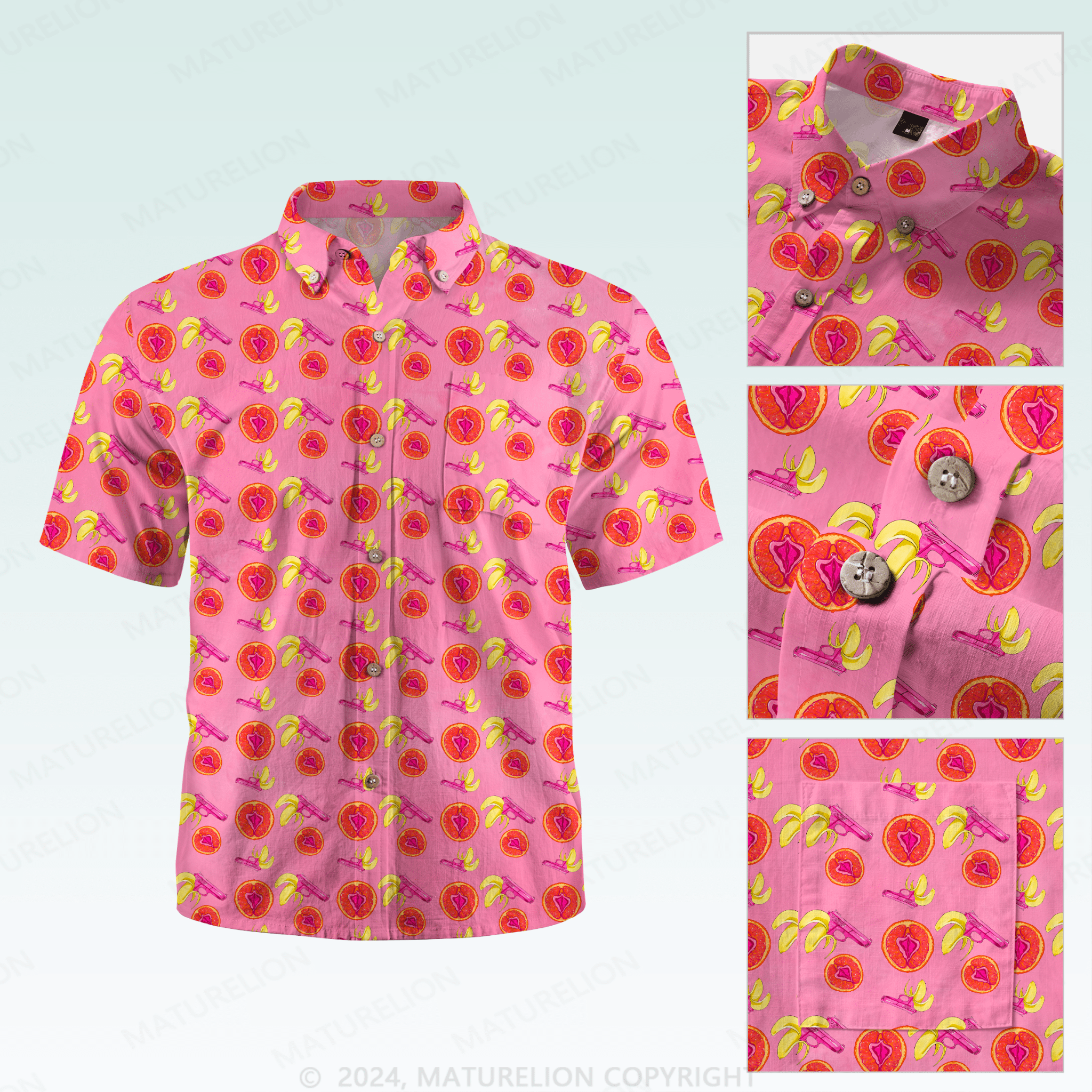 Maturelion Men's Hawaiian Shirt  Just Eat It Hawaiian Shirt