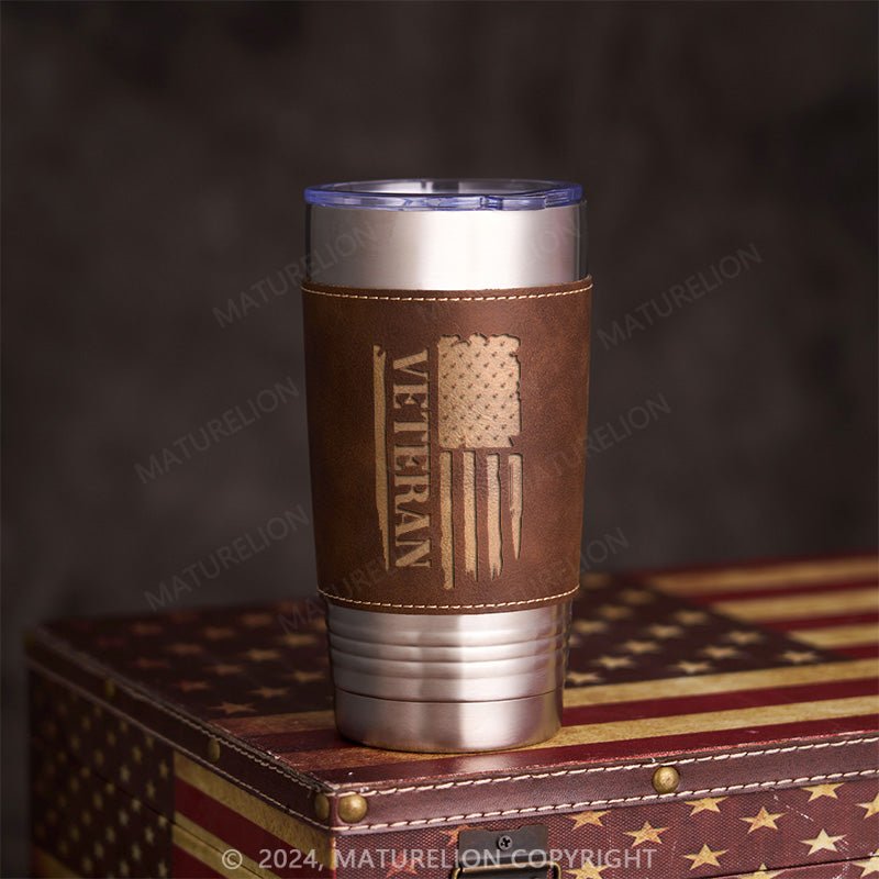 Maturelion Veteran Flag: Leatherette Tumbler