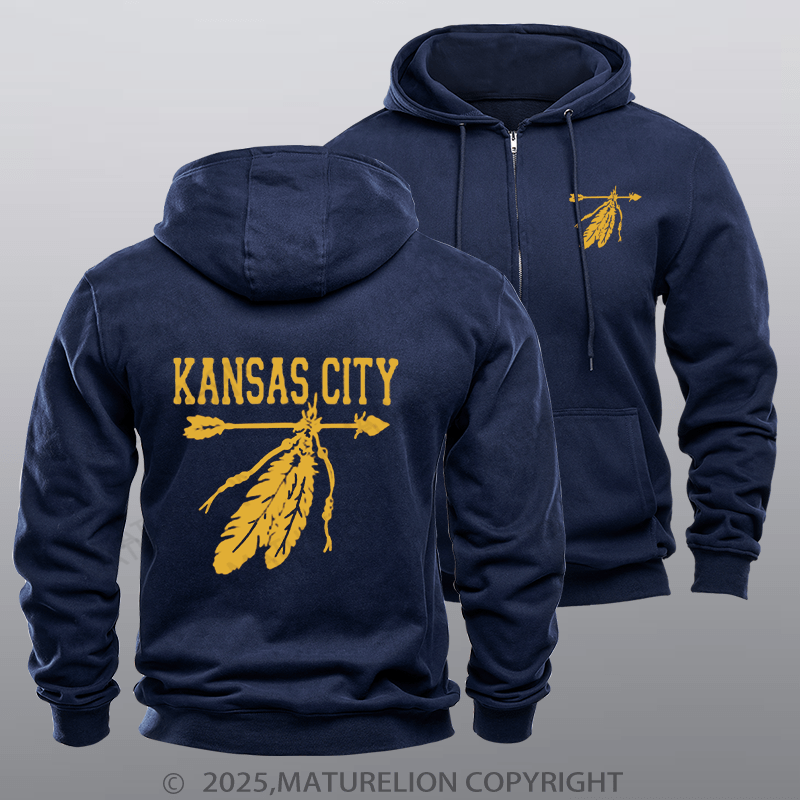 Maturelion Super Bowl Hoodie Vintage KC Missouri Retro Classic Zipper Hoodie