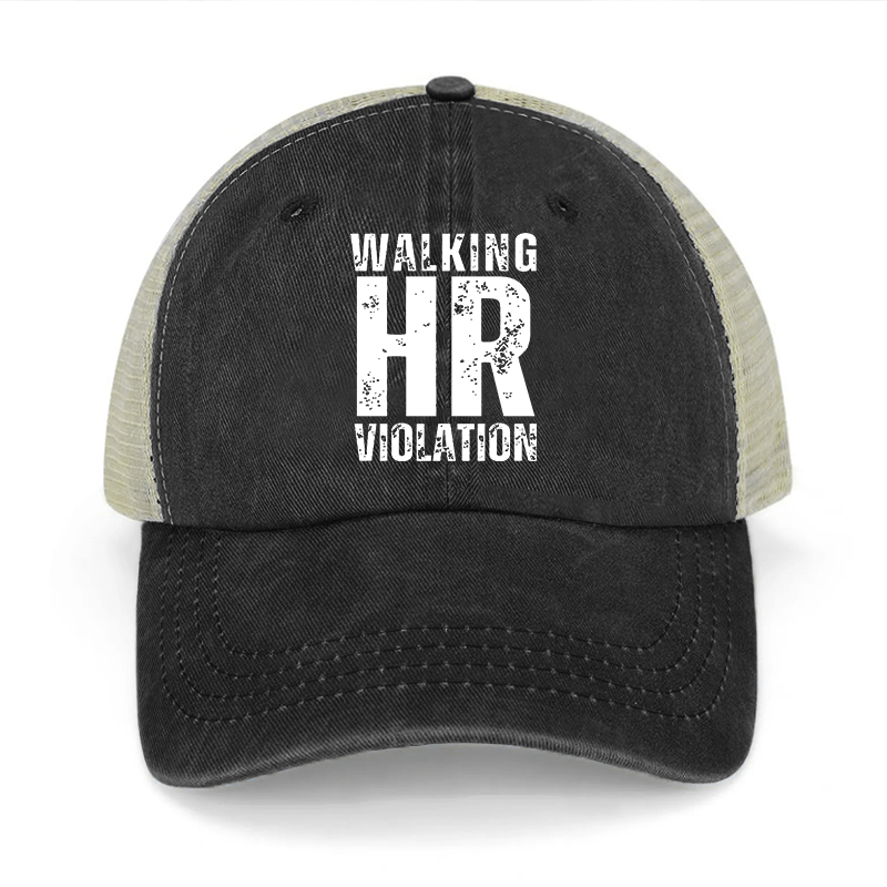 Walking HR Violation Washed Denim Mesh Back Cap