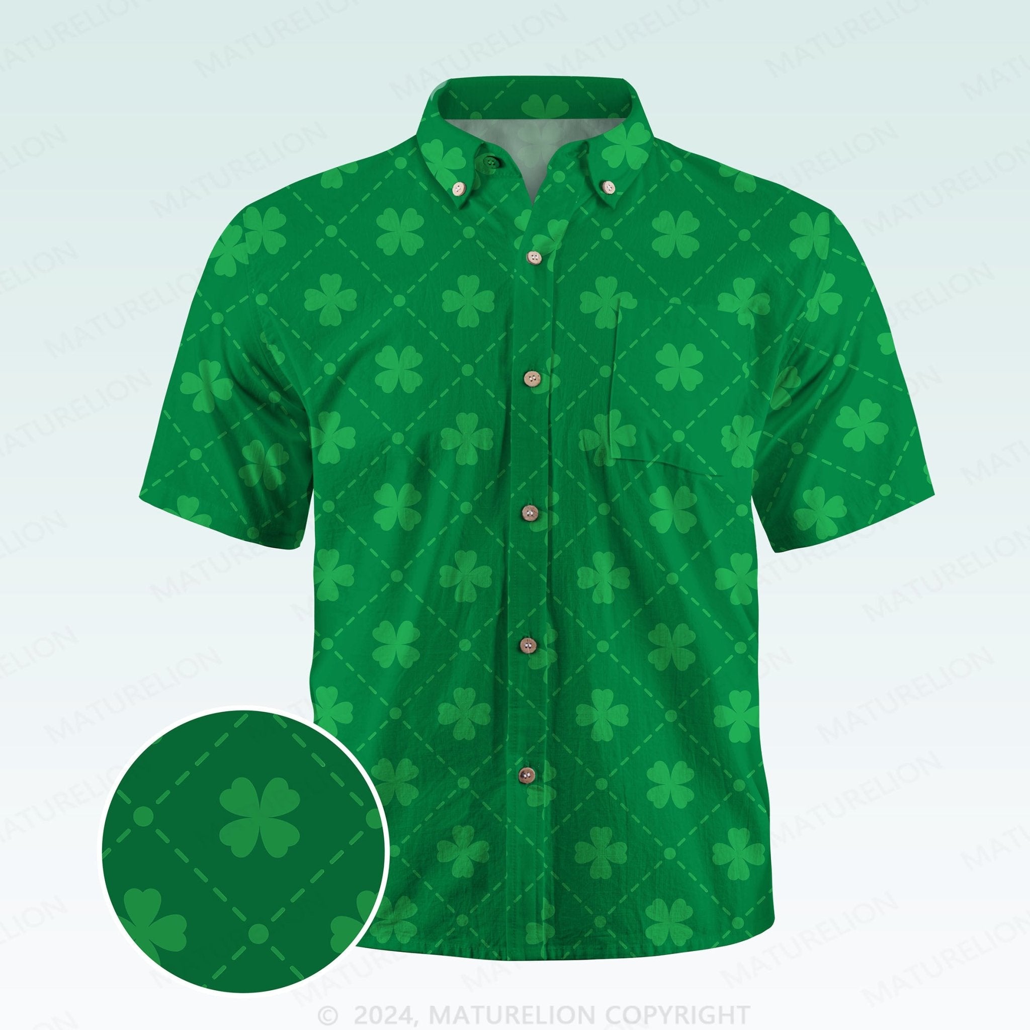 Maturelion St. Patrick's Hawaiian Shirt Retro Shamrock Adventure Hawaiian Shirt