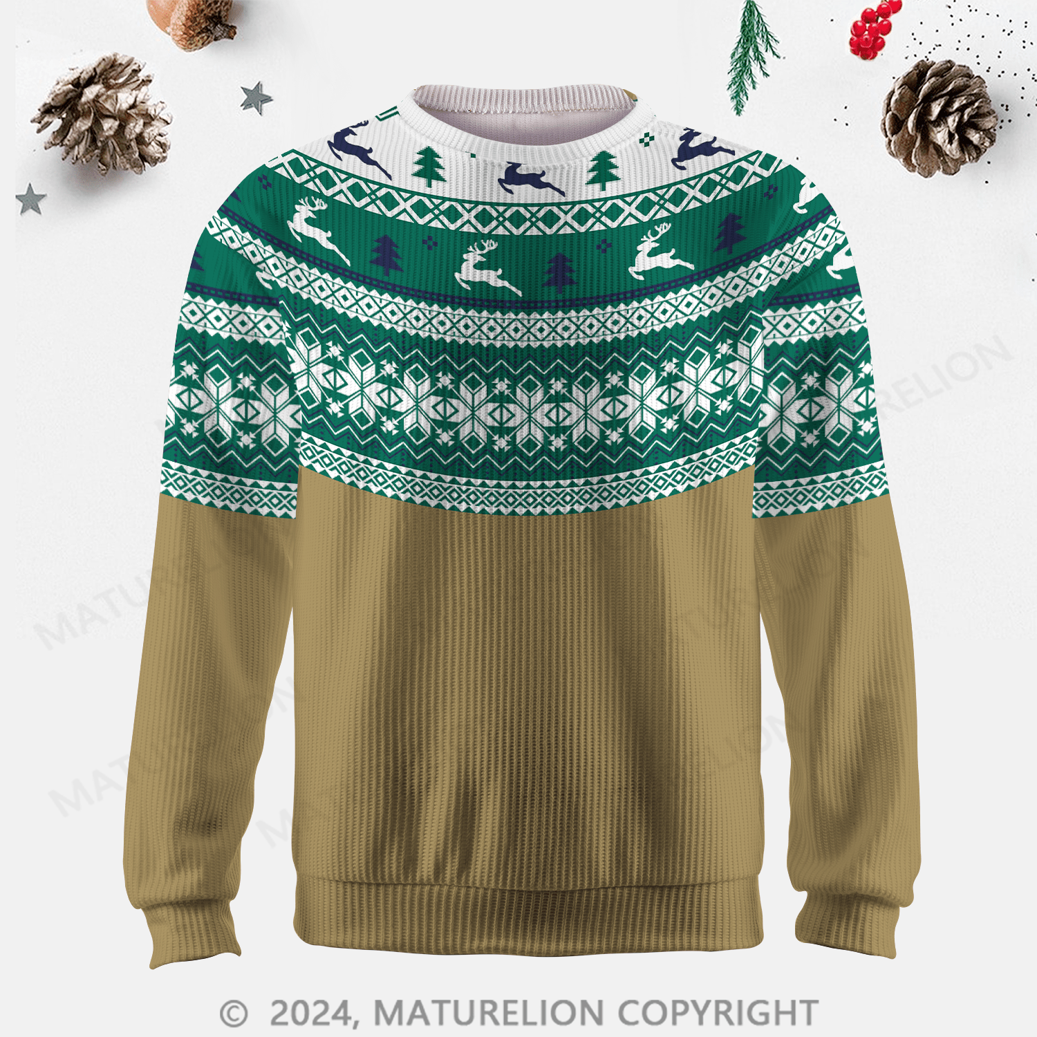 Maturelion Men's Sweater Warm Autumn Fair Isle Sweater