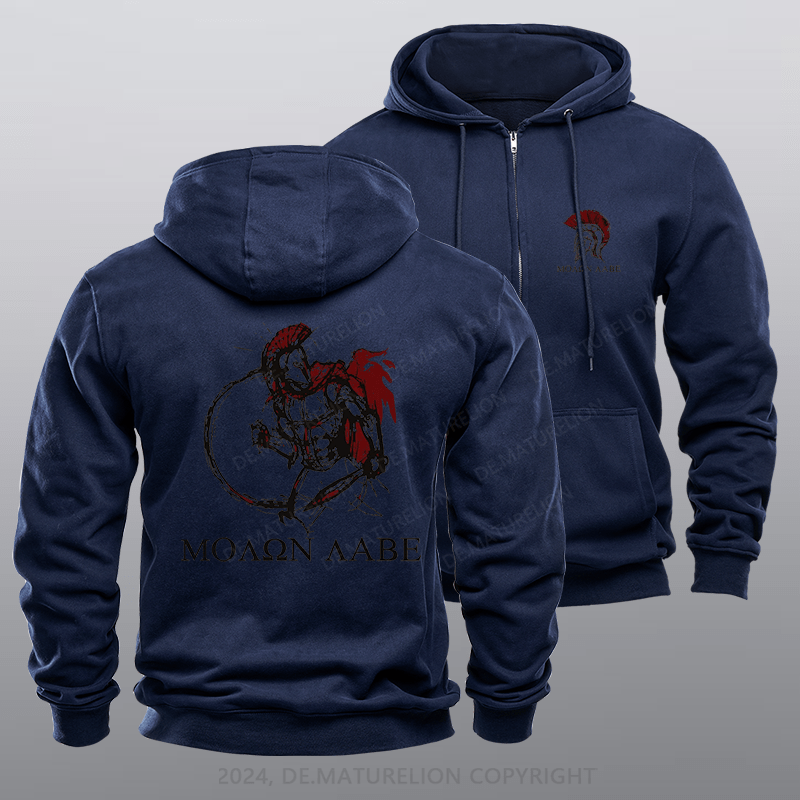 Maturelion Men's Hoodie Coyote Spartan Warrior Zipper Hoodie