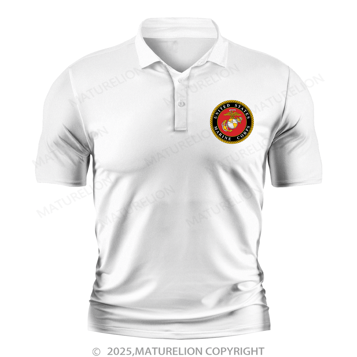 Maturelion Men's Polo Shirt U.S. Marine Corps  V-Neck Polo Shirt