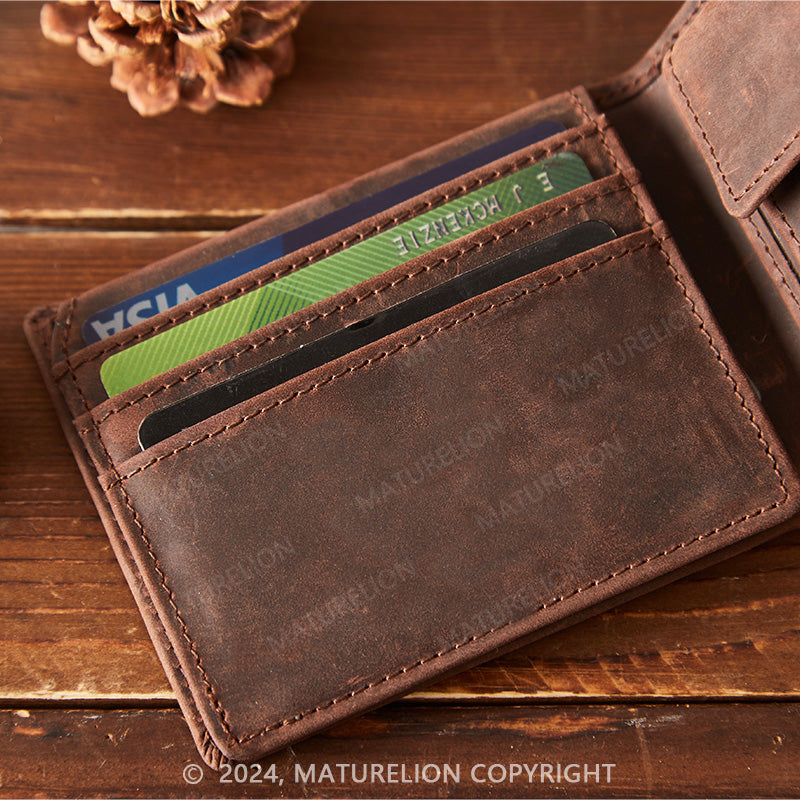 Maturelion Men's Vintage Leather Folding Wallet