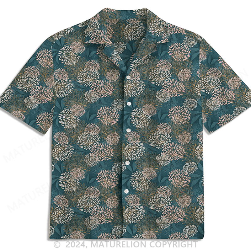 Maturelion Seamless Blue White Floral Flowers Pattern Hawaiian Shirt