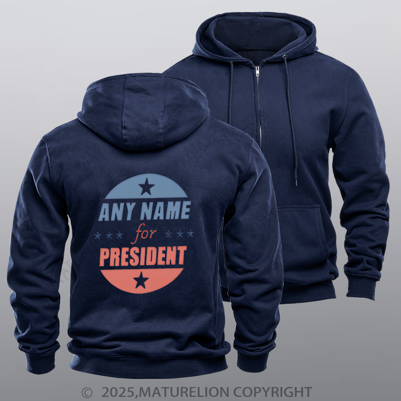 Maturelion  Men's Hoodie Personalized Name President Hoodie  Zipper Hoodie