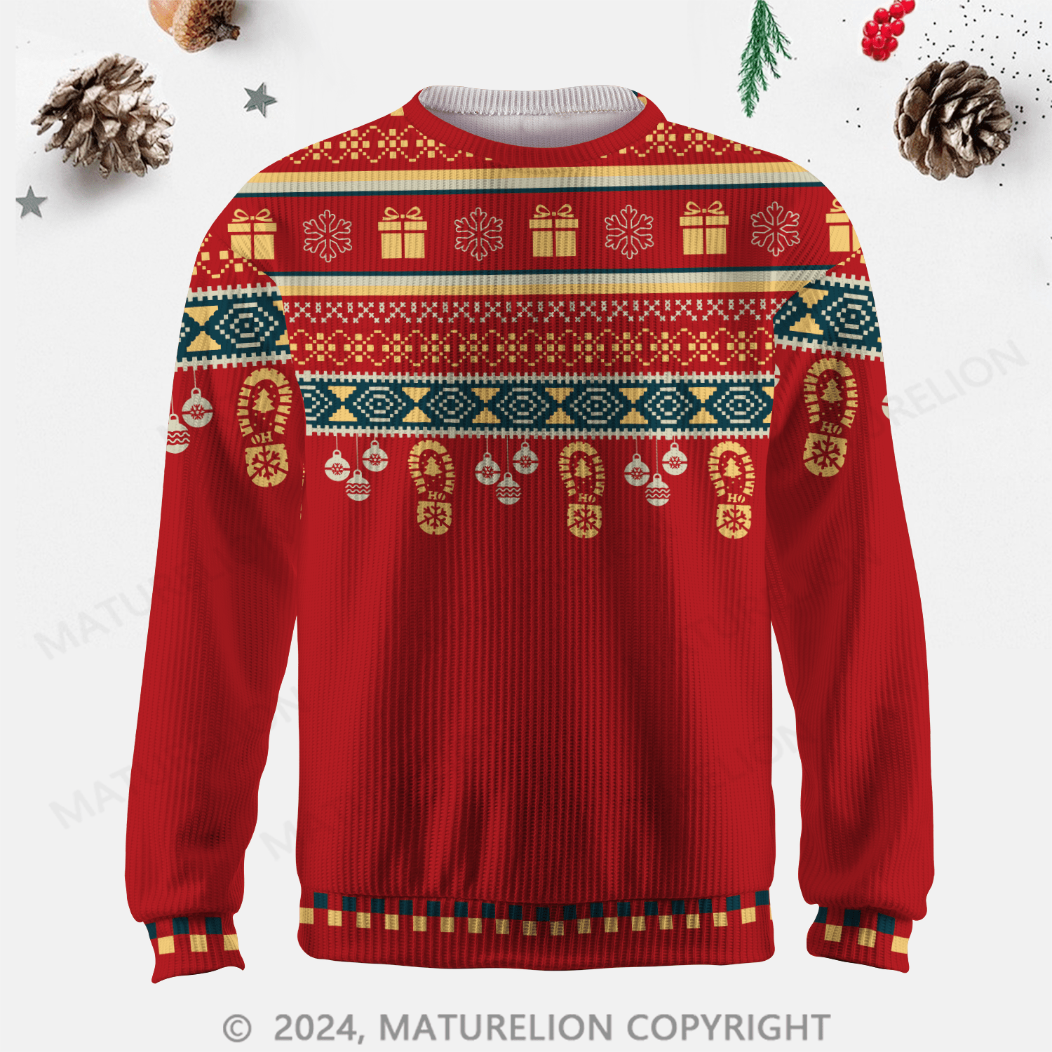 Maturelion Men's Sweater Autumn Color Block Fair Isle Sweater