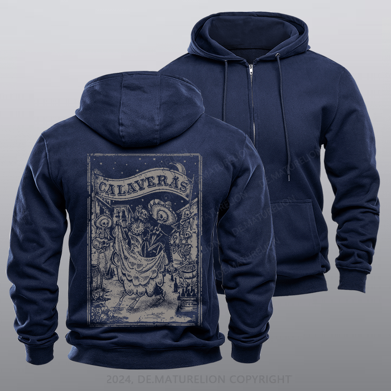 Maturelion Men's Hoodie Calaveras Zipper Hoodie