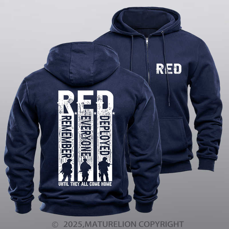 Maturelion Men's Hoodie Men's Hoodie Remember Everyone Deployed Zipper Hoodie