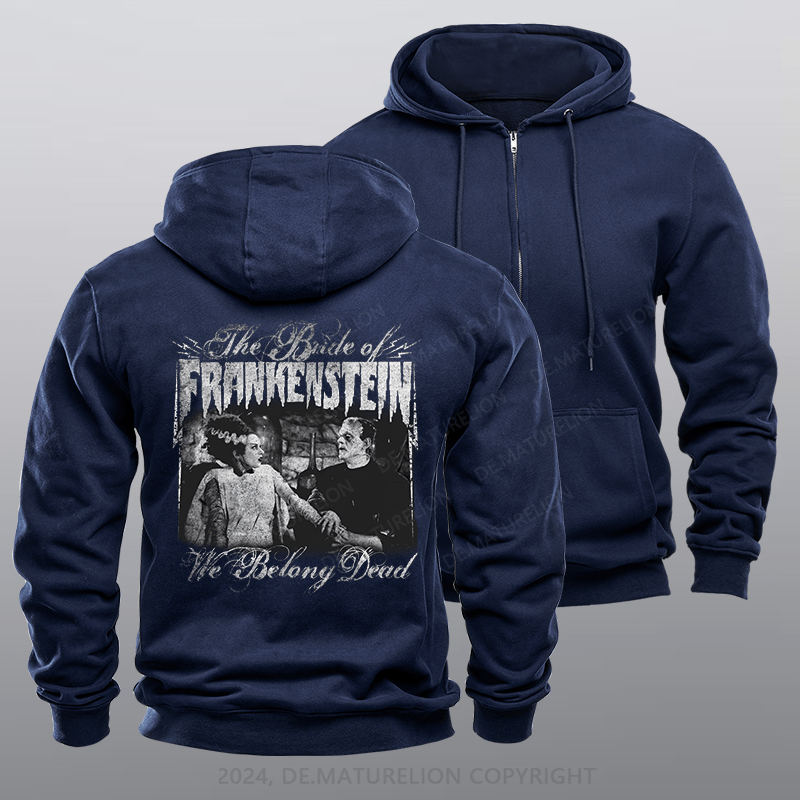 Maturelion Men's Hoodie Frankenstein We Belong Dead Zipper Hoodie