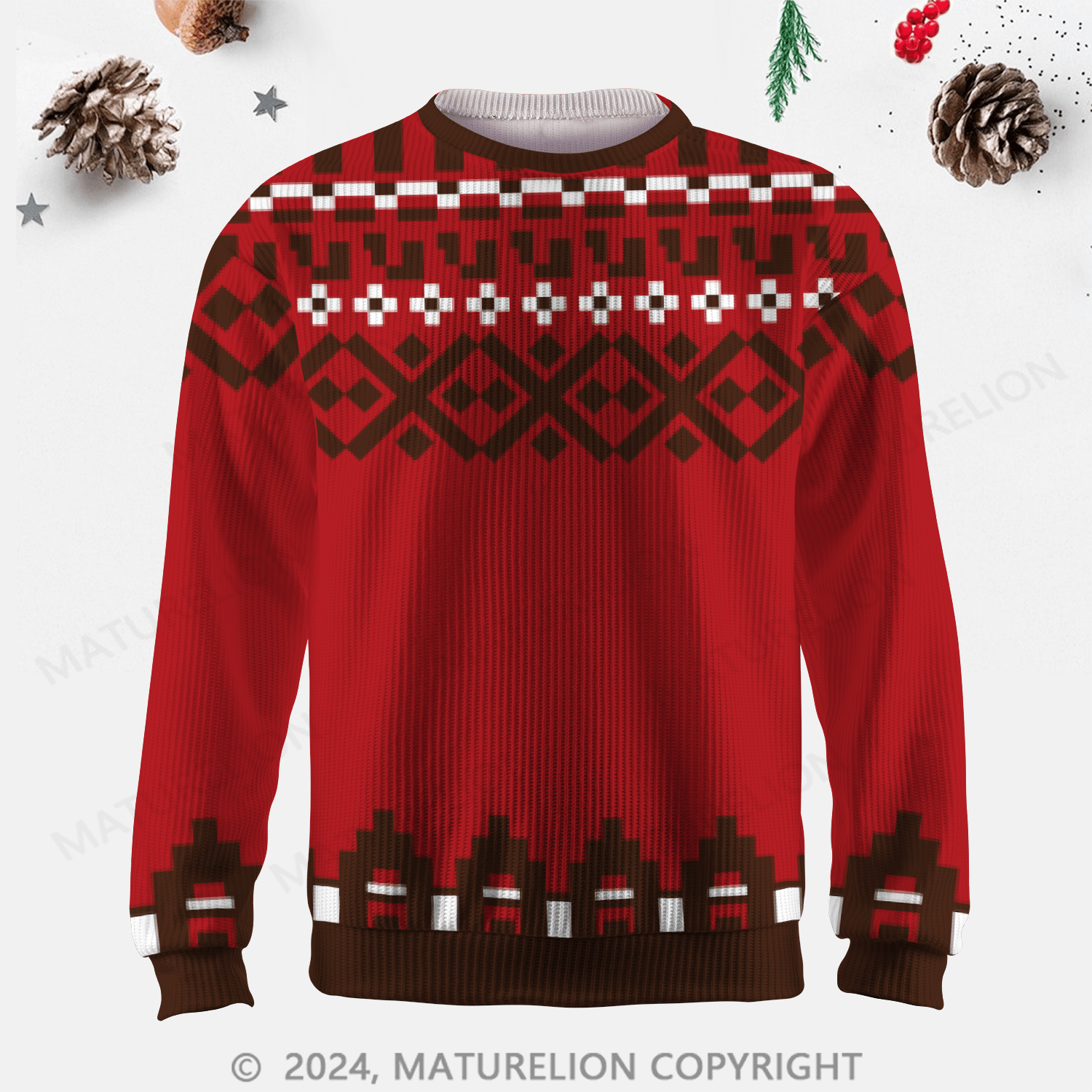 Maturelion Men's Sweater Heritage Knit Fair Isle Sweater