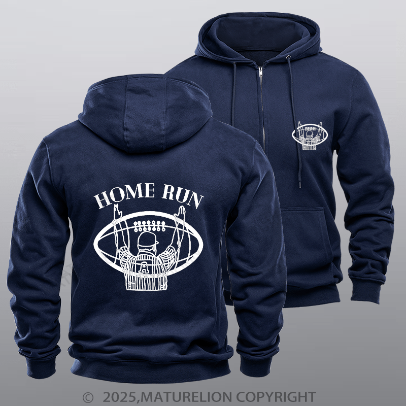 Maturelion Super Bowl Hoodie Super Bowl Funny Home Run Zipper Hoodie