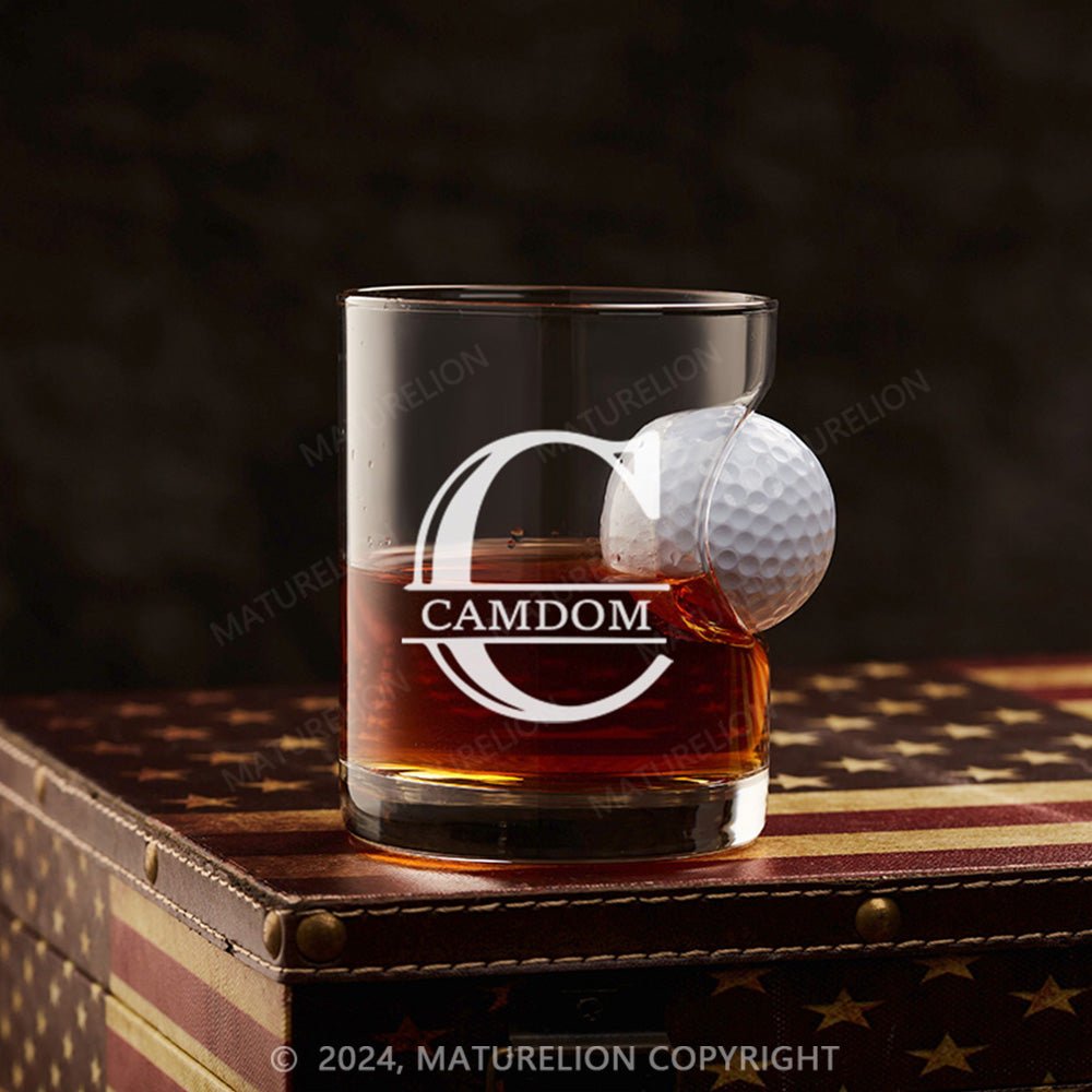 Maturelion Personalized Golf Ball in Whiskey Lowball Glass