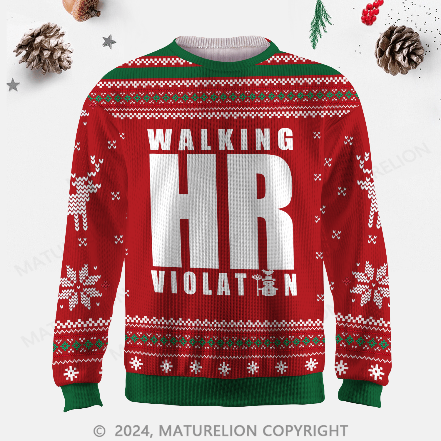 Maturelion Walking HR Violation Ugly Sweater