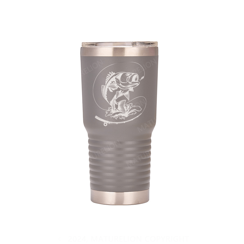 Maturelion Stainless Steel Vacuum Insulated Travel Mug Bass Fish