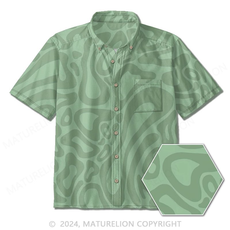 Maturelion Green Seersucker Short Sleeve Shirt