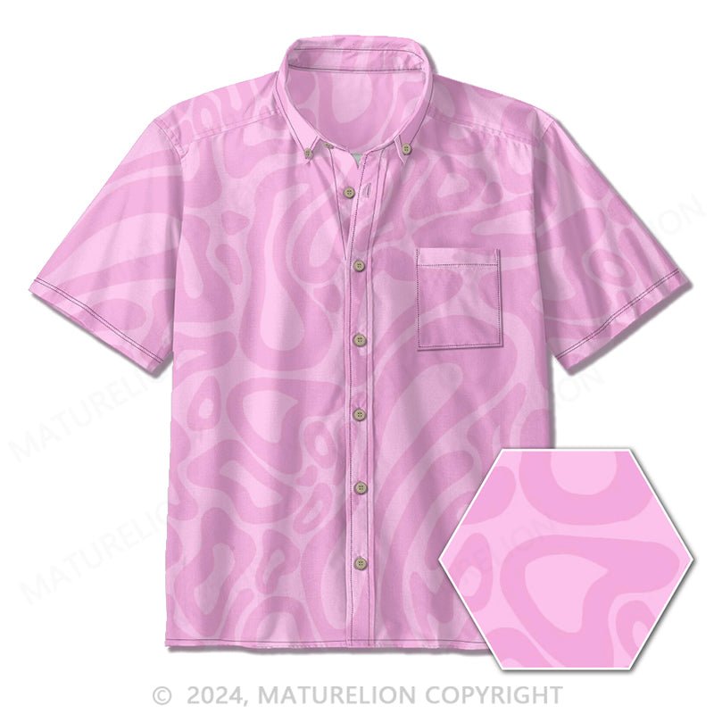 Maturelion Pink Seersucker Short Sleeve Shirt