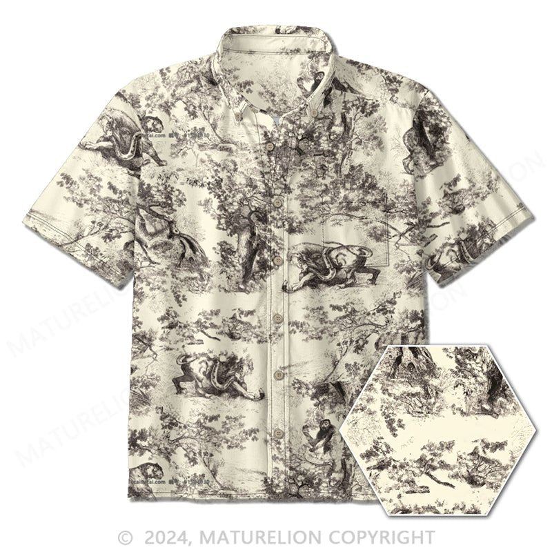 Maturelion Tree Print Button-Down Shirt