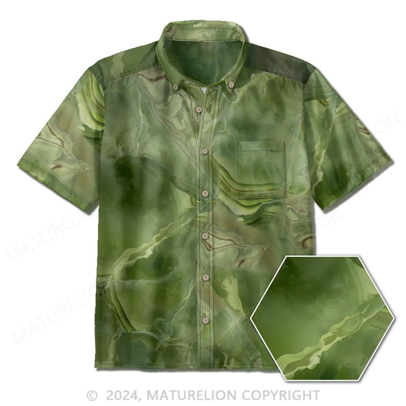 Maturelion 70’s Green Forrest Disco Print Shirt