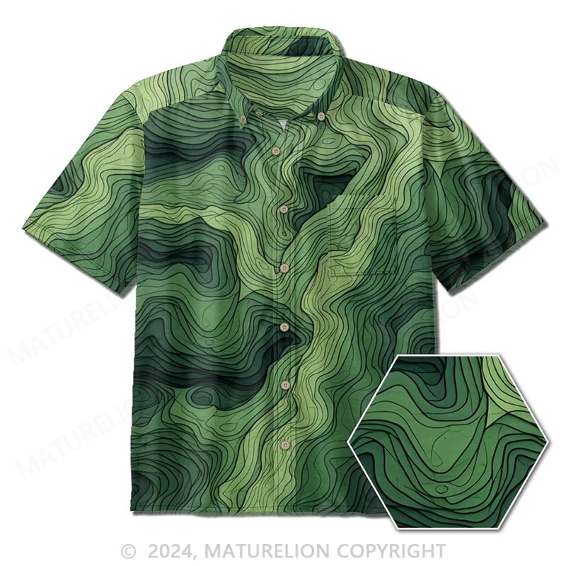 Maturelion Men Shirts Hawaiian Short Sleeve Abstract Button Down Shirt