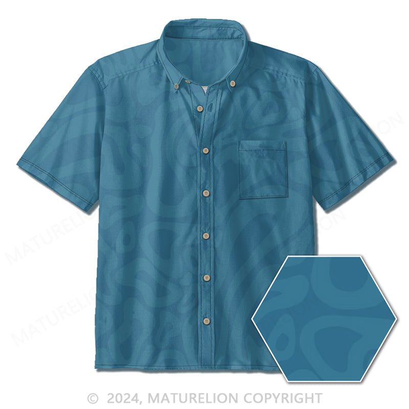 Maturelion Blue Seersucker Short Sleeve Shirt