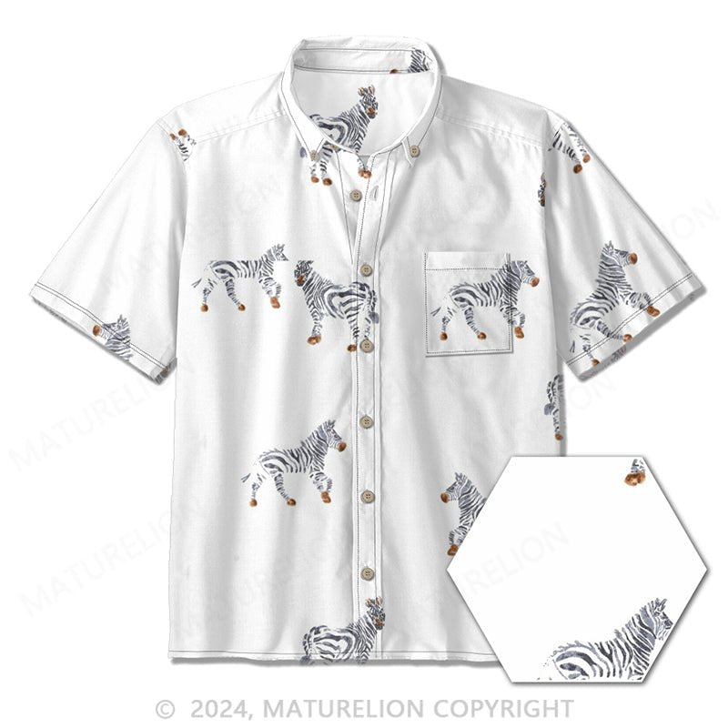 Maturelion Men's Hawaiian Zebras Print Shirt